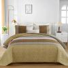 imageCottolester Queen Quilt Set 3 PiecesGray and Blue Striped Quilt SetBoho Farmhouse Bedspread Soft Microfiber Bedding Set for All Season 96quotx90quotKhaki and Brown
