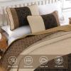 imageCottolester Queen Quilt Set 3 PiecesGray and Blue Striped Quilt SetBoho Farmhouse Bedspread Soft Microfiber Bedding Set for All Season 96quotx90quotLight Brown