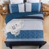 imageCottolester Queen Quilt Set 3 PiecesGray and Blue Striped Quilt SetBoho Farmhouse Bedspread Soft Microfiber Bedding Set for All Season 96quotx90quotNavy Blue