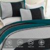 imageCottolester Queen Quilt Set 3 PiecesGray and Blue Striped Quilt SetBoho Farmhouse Bedspread Soft Microfiber Bedding Set for All Season 96quotx90quotPeacock Blue