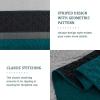 imageCottolester Queen Quilt Set 3 PiecesGray and Blue Striped Quilt SetBoho Farmhouse Bedspread Soft Microfiber Bedding Set for All Season 96quotx90quotPeacock Blue