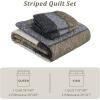 imageCottolester Queen Quilt Set 3 PiecesGray and Blue Striped Quilt SetBoho Farmhouse Bedspread Soft Microfiber Bedding Set for All Season 96quotx90quotTaupe