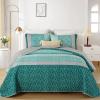 imageCottolester Queen Quilt Set 3 PiecesGray and Blue Striped Quilt SetBoho Farmhouse Bedspread Soft Microfiber Bedding Set for All Season 96quotx90quotTeal