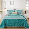 imageCottolester Queen Quilt Set 3 PiecesGray and Blue Striped Quilt SetBoho Farmhouse Bedspread Soft Microfiber Bedding Set for All Season 96quotx90quotTeal