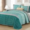 imageCottolester Queen Quilt Set 3 PiecesGray and Blue Striped Quilt SetBoho Farmhouse Bedspread Soft Microfiber Bedding Set for All Season 96quotx90quotTeal
