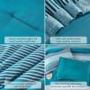 imageFull Size Comforter Blue Striped Comforters for Boys ampamp Girls7 Pieces Bed in A Bag Simple NeutralStyle Bedding Sets for Kids TeenTeal