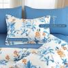 imageQueen Comforter Set 7 Pieces Floral Comforter Bed in A BagCoral Botanical Comforter Set with PillowcasesSoft Microfiber Complete Bedding Sets for All SeasonBlue