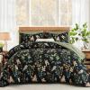 imageQueen Comforter Set 7 Pieces Floral Comforter Bed in A BagCoral Botanical Comforter Set with PillowcasesSoft Microfiber Complete Bedding Sets for All SeasonBlack