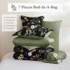 imageQueen Comforter Set 7 Pieces Floral Comforter Bed in A BagCoral Botanical Comforter Set with PillowcasesSoft Microfiber Complete Bedding Sets for All SeasonBlack