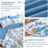 imageQueen Comforter Set 7 Pieces Floral Comforter Bed in A BagCoral Botanical Comforter Set with PillowcasesSoft Microfiber Complete Bedding Sets for All SeasonBlue