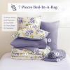 imageQueen Comforter Set 7 Pieces Floral Comforter Bed in A BagCoral Botanical Comforter Set with PillowcasesSoft Microfiber Complete Bedding Sets for All SeasonPurple Green