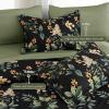 imageQueen Comforter Set 7 Pieces Floral Comforter Bed in A BagCoral Botanical Comforter Set with PillowcasesSoft Microfiber Complete Bedding Sets for All SeasonBlack