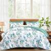 imageQueen Comforter Set 7 Pieces Floral Comforter Bed in A BagCoral Botanical Comforter Set with PillowcasesSoft Microfiber Complete Bedding Sets for All SeasonAqua