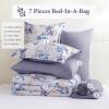 imageQueen Comforter Set 7 Pieces Floral Comforter Bed in A BagCoral Botanical Comforter Set with PillowcasesSoft Microfiber Complete Bedding Sets for All SeasonPurple