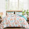 imageQueen Comforter Set 7 Pieces Floral Comforter Bed in A BagCoral Botanical Comforter Set with PillowcasesSoft Microfiber Complete Bedding Sets for All SeasonCoral