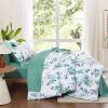 imageQueen Comforter Set 7 Pieces Floral Comforter Bed in A BagCoral Botanical Comforter Set with PillowcasesSoft Microfiber Complete Bedding Sets for All SeasonAqua