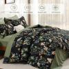 imageQueen Comforter Set 7 Pieces Floral Comforter Bed in A BagCoral Botanical Comforter Set with PillowcasesSoft Microfiber Complete Bedding Sets for All SeasonBlack