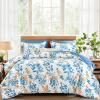 imageQueen Comforter Set 7 Pieces Floral Comforter Bed in A BagCoral Botanical Comforter Set with PillowcasesSoft Microfiber Complete Bedding Sets for All SeasonBlue