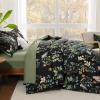 imageQueen Comforter Set 7 Pieces Floral Comforter Bed in A BagCoral Botanical Comforter Set with PillowcasesSoft Microfiber Complete Bedding Sets for All SeasonBlack
