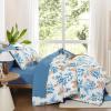 imageQueen Comforter Set 7 Pieces Floral Comforter Bed in A BagCoral Botanical Comforter Set with PillowcasesSoft Microfiber Complete Bedding Sets for All SeasonBlue