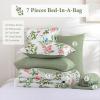 imageQueen Comforter Set 7 Pieces Floral Comforter Bed in A BagCoral Botanical Comforter Set with PillowcasesSoft Microfiber Complete Bedding Sets for All SeasonGreen