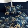 imageQueen Comforter Set 7 Pieces Floral Comforter Bed in A BagCoral Botanical Comforter Set with PillowcasesSoft Microfiber Complete Bedding Sets for All SeasonNavy Blue