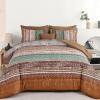 imageBoho Queen Comforter Set 8 Pieces Teal Comforter Bohemian Striped Bed in A BagSoft Microfiber Bedding Set for All SeasonsBrown