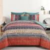imageBoho Queen Comforter Set 8 PiecesOrange and Green Bohemian Striped Bed in a BagPaisley Soft Microfiber Bedding Comforter Set