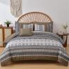 imageCottolester Boho Comforter Set Queen Size8 Piece Bed in a Bag Bohemian Striped Bedding Quilt SetPurple Paisley Floral Comforter and Sheet SetSoft Microfiber Complete Bedding Sets for All SeasonBrown