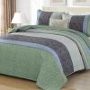 imageCottolester Queen Quilt Set 3 PiecesGray and Blue Striped Quilt SetBoho Farmhouse Bedspread Soft Microfiber Bedding Set for All Season 96quotx90quotGreen and Gray