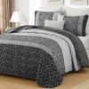 imageCottolester Queen Quilt Set 3 PiecesGray and Blue Striped Quilt SetBoho Farmhouse Bedspread Soft Microfiber Bedding Set for All Season 96quotx90quotGrey