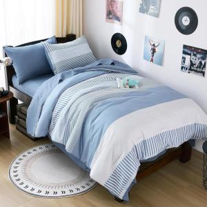 imageBlue Comforter Set Queen SizeBoho Striped Comforters for Boys ampamp Girls7 Pieces Bed in A Bag Simple NeutralStyle Bedding Sets for Kids TeenBlue