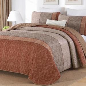 imageCottolester Queen Quilt Set 3 PiecesGray and Blue Striped Quilt SetBoho Farmhouse Bedspread Soft Microfiber Bedding Set for All Season 96quotx90quotRed Orange