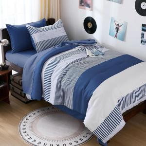 imageFull Size Comforter Blue Striped Comforters for Boys ampamp Girls7 Pieces Bed in A Bag Simple NeutralStyle Bedding Sets for Kids TeenNavy Blue