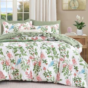 imageQueen Comforter Set 7 Pieces Floral Comforter Bed in A BagCoral Botanical Comforter Set with PillowcasesSoft Microfiber Complete Bedding Sets for All SeasonGreen