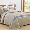 image:imageCottolester Quilt Queen Size Green Patchwork Striped Quilt Set 3 Pieces Soft Lightweight Bedspread Coverlet Bedding Set for All Season 96x90Beige