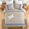 image:imageCottolester Quilt Queen Size Green Patchwork Striped Quilt Set 3 Pieces Soft Lightweight Bedspread Coverlet Bedding Set for All Season 96x90Beige