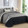 image:imageCottolester Quilt Queen Size Green Patchwork Striped Quilt Set 3 Pieces Soft Lightweight Bedspread Coverlet Bedding Set for All Season 96x90Black