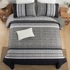 image:imageCottolester Quilt Queen Size Green Patchwork Striped Quilt Set 3 Pieces Soft Lightweight Bedspread Coverlet Bedding Set for All Season 96x90Black