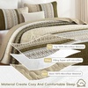 image:imageCottolester Quilt Queen Size Green Patchwork Striped Quilt Set 3 Pieces Soft Lightweight Bedspread Coverlet Bedding Set for All Season 96x90Brown