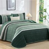 image:imageCottolester Quilt Queen Size Green Patchwork Striped Quilt Set 3 Pieces Soft Lightweight Bedspread Coverlet Bedding Set for All Season 96x90Green