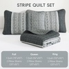 image:imageCottolester Quilt Queen Size Green Patchwork Striped Quilt Set 3 Pieces Soft Lightweight Bedspread Coverlet Bedding Set for All Season 96x90Grey