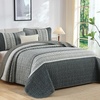 image:imageCottolester Quilt Queen Size Green Patchwork Striped Quilt Set 3 Pieces Soft Lightweight Bedspread Coverlet Bedding Set for All Season 96x90Grey