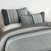 image:imageCottolester Quilt Queen Size Green Patchwork Striped Quilt Set 3 Pieces Soft Lightweight Bedspread Coverlet Bedding Set for All Season 96x90Grey