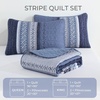 image:imageCottolester Quilt Queen Size Green Patchwork Striped Quilt Set 3 Pieces Soft Lightweight Bedspread Coverlet Bedding Set for All Season 96x90Navy Blue