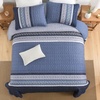 image:imageCottolester Quilt Queen Size Green Patchwork Striped Quilt Set 3 Pieces Soft Lightweight Bedspread Coverlet Bedding Set for All Season 96x90Navy Blue