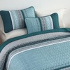 image:imageCottolester Quilt Queen Size Green Patchwork Striped Quilt Set 3 Pieces Soft Lightweight Bedspread Coverlet Bedding Set for All Season 96x90Teal