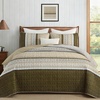 image:imageCottolester Quilt Queen Size Green Patchwork Striped Quilt Set 3 Pieces Soft Lightweight Bedspread Coverlet Bedding Set for All Season 96x90Brown
