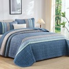 image:imageCottolester Queen Quilt Bedding SetTaupe Grey Patchwork Striped Bedspread Coverlet Set Queen3 Pieces Soft Lightweight Boho Quilt Set for All Season 96x90Blue