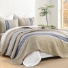 image:imageCottolester Queen Quilt Bedding SetTaupe Grey Patchwork Striped Bedspread Coverlet Set Queen3 Pieces Soft Lightweight Boho Quilt Set for All Season 96x90Beige